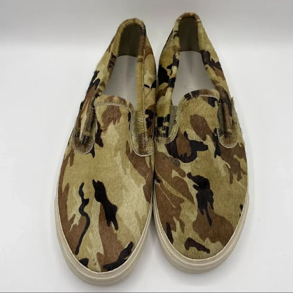 Sperry & Jeffrey Camouflage Sneakers Slip On Green Size 10.5